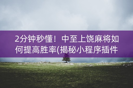 2分钟秒懂！中至上饶麻将如何提高胜率(揭秘小程序插件下载)