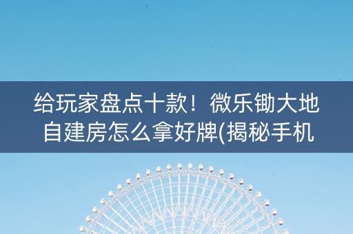 给玩家盘点十款！微乐锄大地自建房怎么拿好牌(揭秘手机上提高胜率)