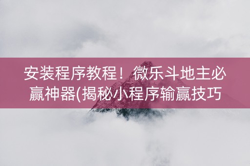 安装程序教程！微乐斗地主必赢神器(揭秘小程序输赢技巧)