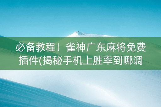必备教程！雀神广东麻将免费插件(揭秘手机上胜率到哪调)