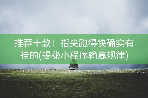 推荐十款！指尖跑得快确实有挂的(揭秘小程序输赢规律)