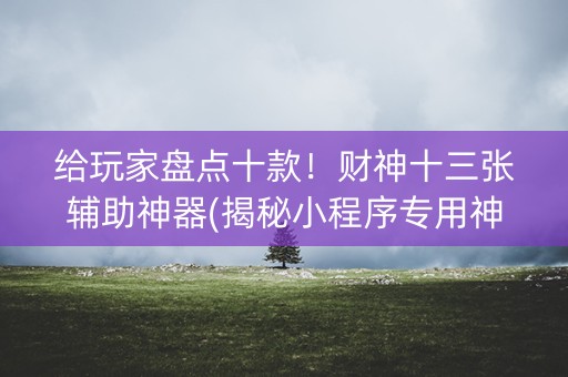 给玩家盘点十款！财神十三张辅助神器(揭秘小程序专用神器)