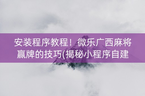 安装程序教程！微乐广西麻将赢牌的技巧(揭秘小程序自建房怎么赢)