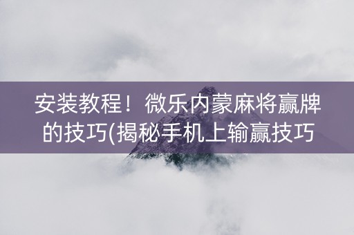 安装教程！微乐内蒙麻将赢牌的技巧(揭秘手机上输赢技巧)