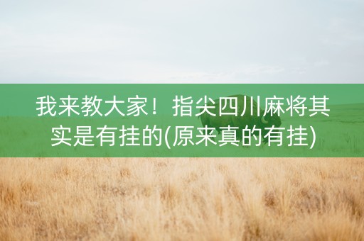 我来教大家！指尖四川麻将其实是有挂的(原来真的有挂)