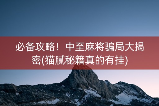 必备攻略！中至麻将骗局大揭密(猫腻秘籍真的有挂)