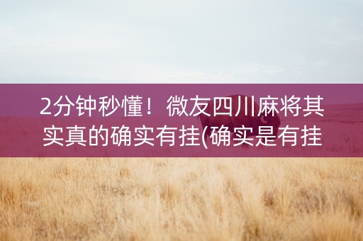 2分钟秒懂！微友四川麻将其实真的确实有挂(确实是有挂的)
