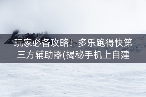 玩家必备攻略！多乐跑得快第三方辅助器(揭秘手机上自建房怎么赢)