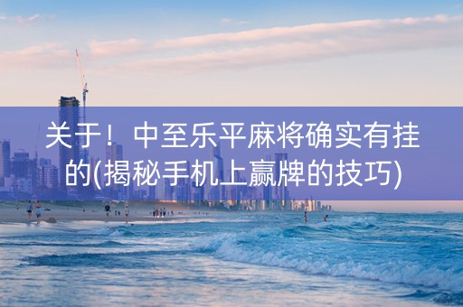 关于！中至乐平麻将确实有挂的(揭秘手机上赢牌的技巧)