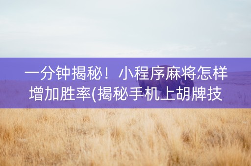 一分钟揭秘！小程序麻将怎样增加胜率(揭秘手机上胡牌技巧)
