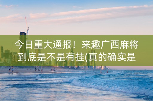 今日重大通报！来趣广西麻将到底是不是有挂(真的确实是有挂)