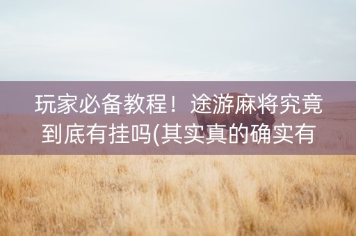 玩家必备教程！途游麻将究竟到底有挂吗(其实真的确实有挂)