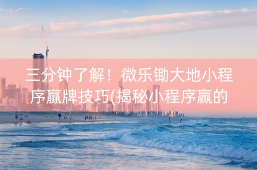 三分钟了解！微乐锄大地小程序赢牌技巧(揭秘小程序赢的诀窍)