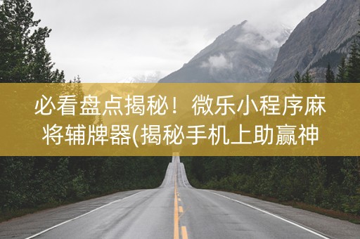 必看盘点揭秘！微乐小程序麻将辅牌器(揭秘手机上助赢神器)