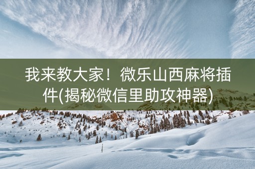 我来教大家！微乐山西麻将插件(揭秘微信里助攻神器)