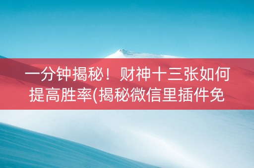 一分钟揭秘！财神十三张如何提高胜率(揭秘微信里插件免费)