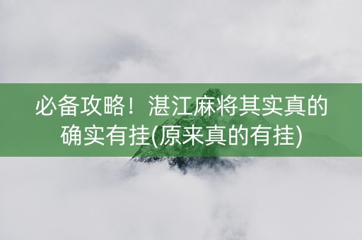 必备攻略！湛江麻将其实真的确实有挂(原来真的有挂)