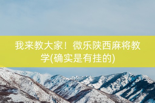 我来教大家！微乐陕西麻将教学(确实是有挂的)
