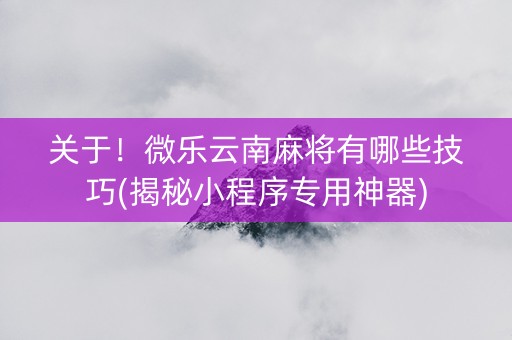 关于！微乐云南麻将有哪些技巧(揭秘小程序专用神器)