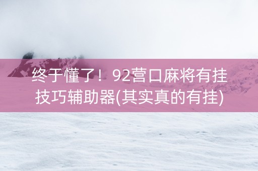 终于懂了！92营口麻将有挂技巧辅助器(其实真的有挂)