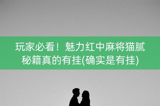 玩家必看！魅力红中麻将猫腻秘籍真的有挂(确实是有挂)