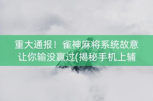 重大通报！雀神麻将系统故意让你输没赢过(揭秘手机上辅牌器)