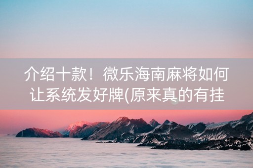 介绍十款！微乐海南麻将如何让系统发好牌(原来真的有挂呢)