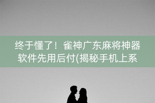 终于懂了！雀神广东麻将神器软件先用后付(揭秘手机上系统发好牌)