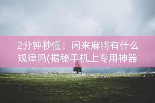 2分钟秒懂！闲来麻将有什么规律吗(揭秘手机上专用神器)