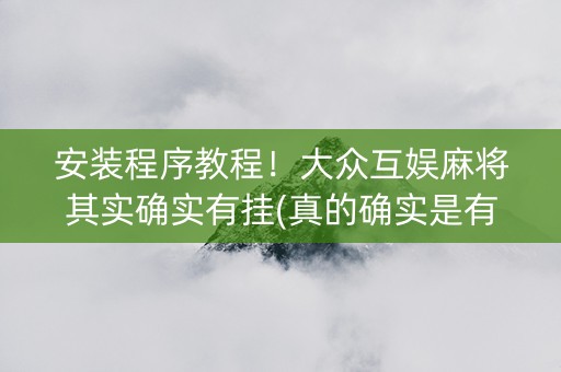 安装程序教程！大众互娱麻将其实确实有挂(真的确实是有挂)