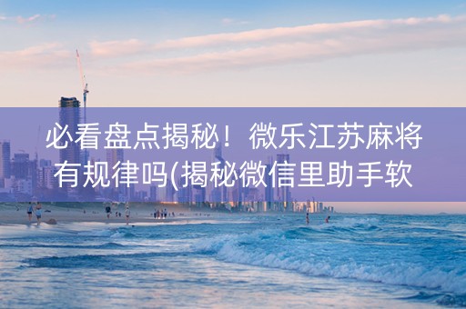 必看盘点揭秘！微乐江苏麻将有规律吗(揭秘微信里助手软件)