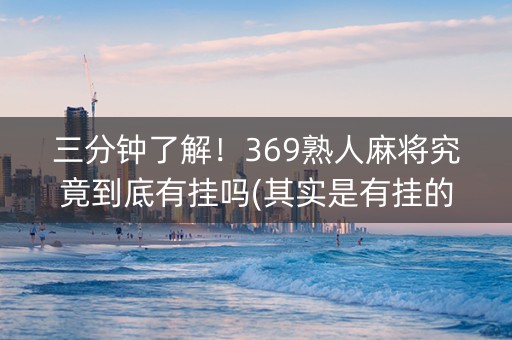 三分钟了解！369熟人麻将究竟到底有挂吗(其实是有挂的)