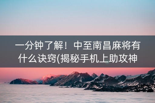 一分钟了解！中至南昌麻将有什么诀窍(揭秘手机上助攻神器)