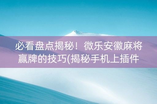 必看盘点揭秘！微乐安徽麻将赢牌的技巧(揭秘手机上插件购买)