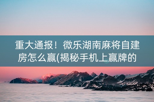 重大通报！微乐湖南麻将自建房怎么赢(揭秘手机上赢牌的技巧)