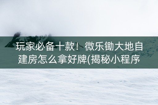 玩家必备十款！微乐锄大地自建房怎么拿好牌(揭秘小程序规律攻略)