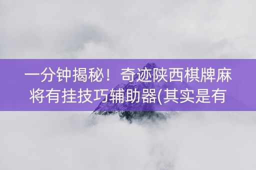 一分钟揭秘！奇迹陕西棋牌麻将有挂技巧辅助器(其实是有挂确实有挂)