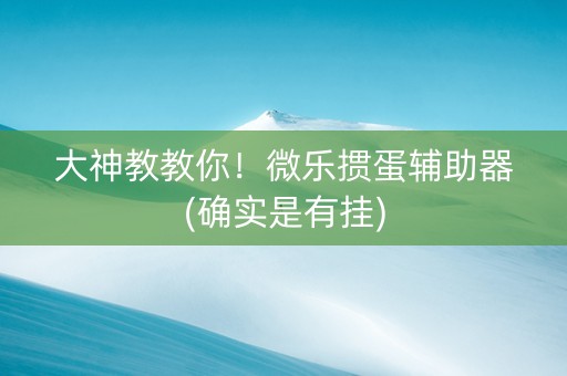 大神教教你！微乐掼蛋辅助器(确实是有挂)
