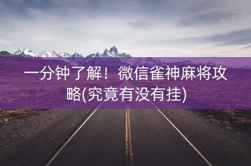 一分钟了解！微信雀神麻将攻略(究竟有没有挂)