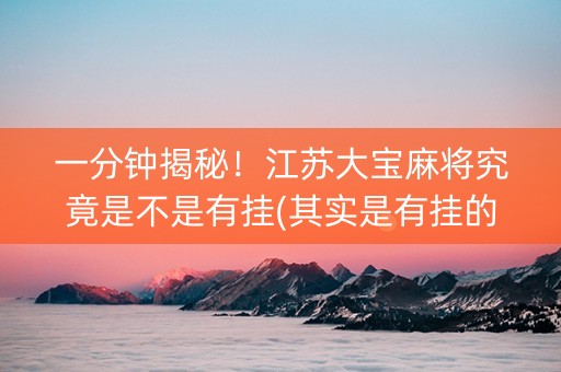 一分钟揭秘！江苏大宝麻将究竟是不是有挂(其实是有挂的)