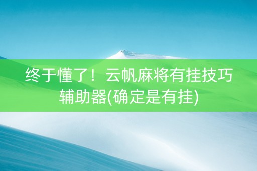终于懂了！云帆麻将有挂技巧辅助器(确定是有挂)