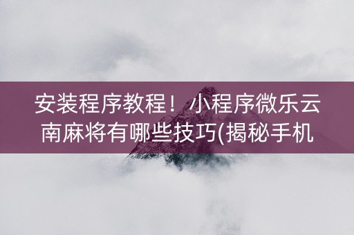 安装程序教程！小程序微乐云南麻将有哪些技巧(揭秘手机上助手软件)