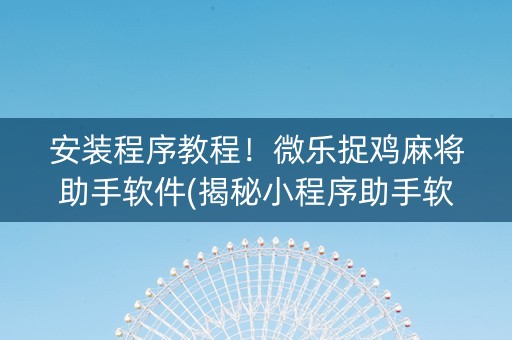 安装程序教程！微乐捉鸡麻将助手软件(揭秘小程序助手软件)