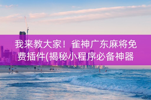 我来教大家！雀神广东麻将免费插件(揭秘小程序必备神器)