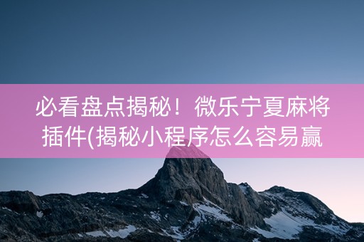 必看盘点揭秘！微乐宁夏麻将插件(揭秘小程序怎么容易赢)