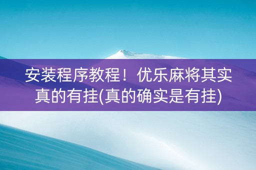 安装程序教程！优乐麻将其实真的有挂(真的确实是有挂)