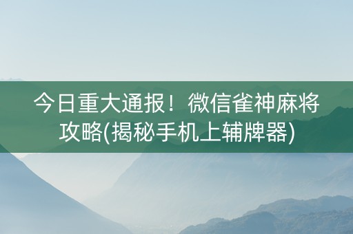 今日重大通报！微信雀神麻将攻略(揭秘手机上辅牌器)