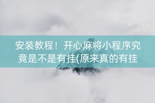 安装教程！开心麻将小程序究竟是不是有挂(原来真的有挂)