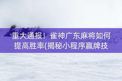 重大通报！雀神广东麻将如何提高胜率(揭秘小程序赢牌技巧)