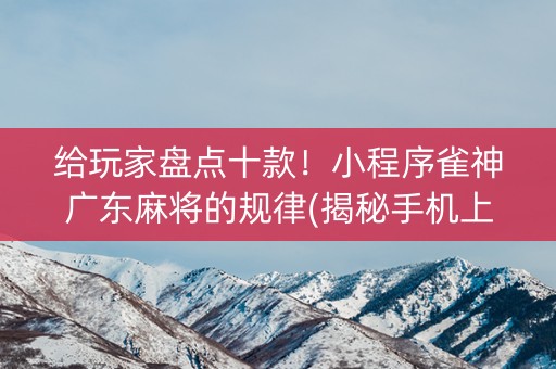 给玩家盘点十款！小程序雀神广东麻将的规律(揭秘手机上助赢软件)